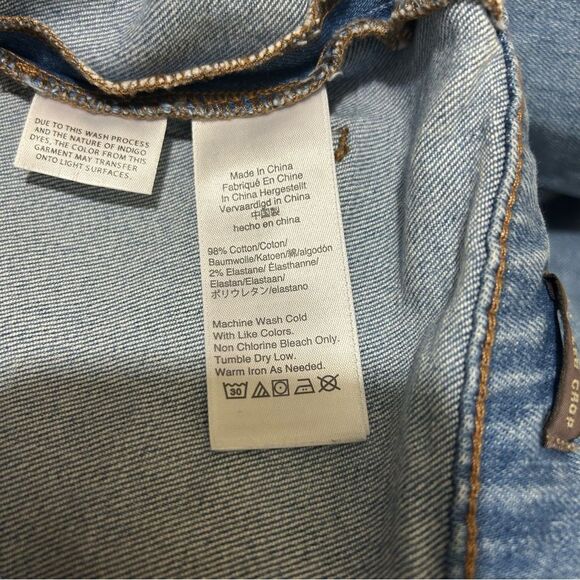 J Crew Point Sur Wide Leg Crop Clean Light Wash Stretch Raw Hem Patch Pocket - Picture 13 of 13